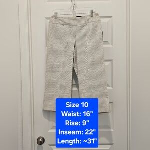 George Stretch Striped Wide-Leg Capri Pants, NWT, Size 10